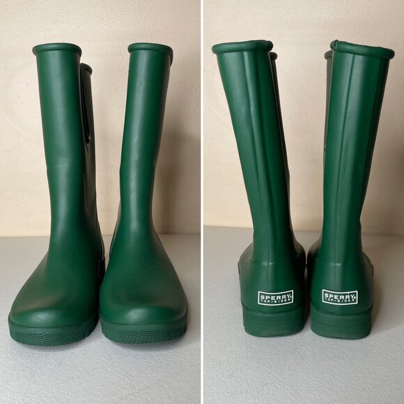 Sperry Top-Sider Nellie Green Waterproof Rubber Rain Boots Size 5 - Picture 2 of 16